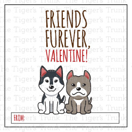 Printable puppy Valentine square tags with 8 unique designs, instant download, perfect for classroom favors or gift tags.