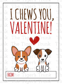Printable puppy Valentine cards with 8 unique designs, instant download, perfect for classroom or party exchanges.