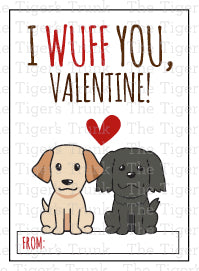 Printable puppy Valentine cards with 8 unique designs, instant download, perfect for classroom or party exchanges.