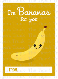 I'm Bananas For You printable Valentine card