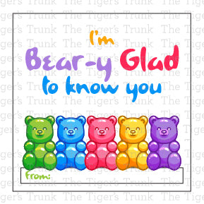 I'm Bear-y Glad to Know You printable Valentine tag