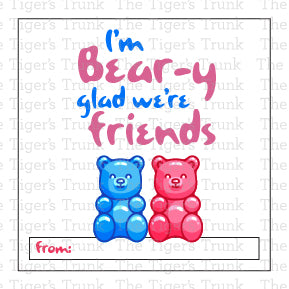 I'm Bear-y glad We're Friends printable Valentine tag