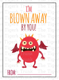 I'm Blown Away By You! printable Valentine card