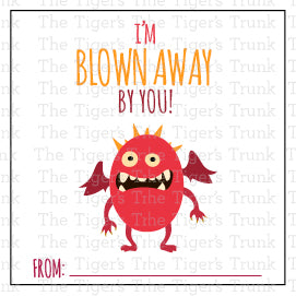I'm Blown Away By You! printable Valentine tag