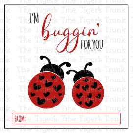 I'm Buggin' For You printable Valentine tag