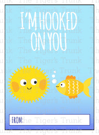 I'm Hooked On You printable Valentine card