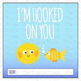 I'm Hooked On You printable Valentine tag