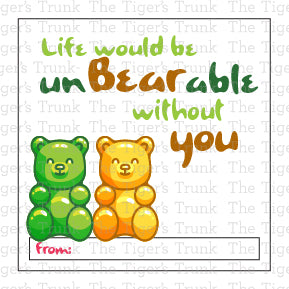 Lie Would Be unBEARable Without You printable Valentine tag