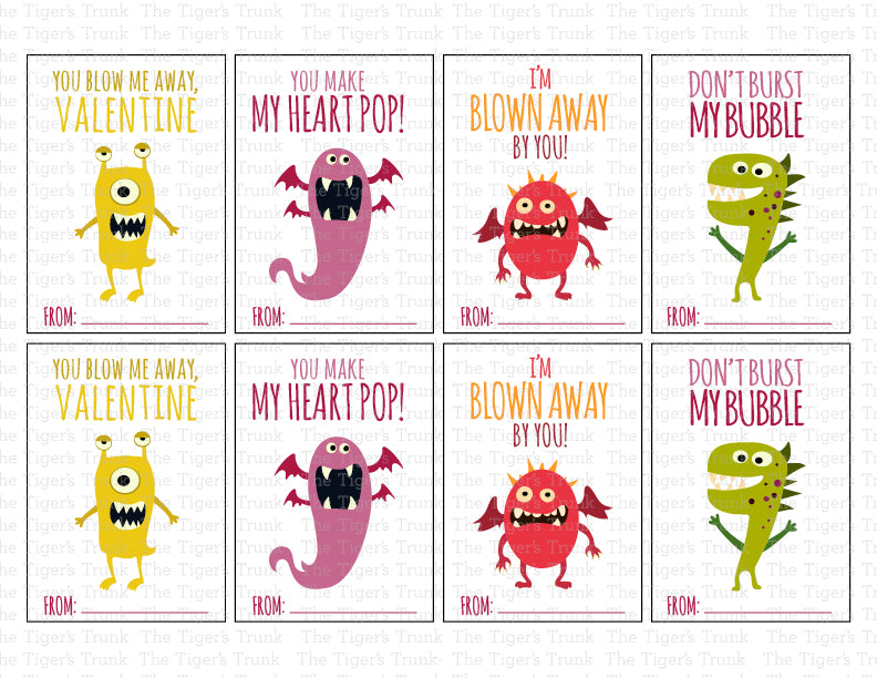 Printable Valentine cards with bubble-themed puns, instant download non-candy Valentine gifts for classroom exchanges and party favors.