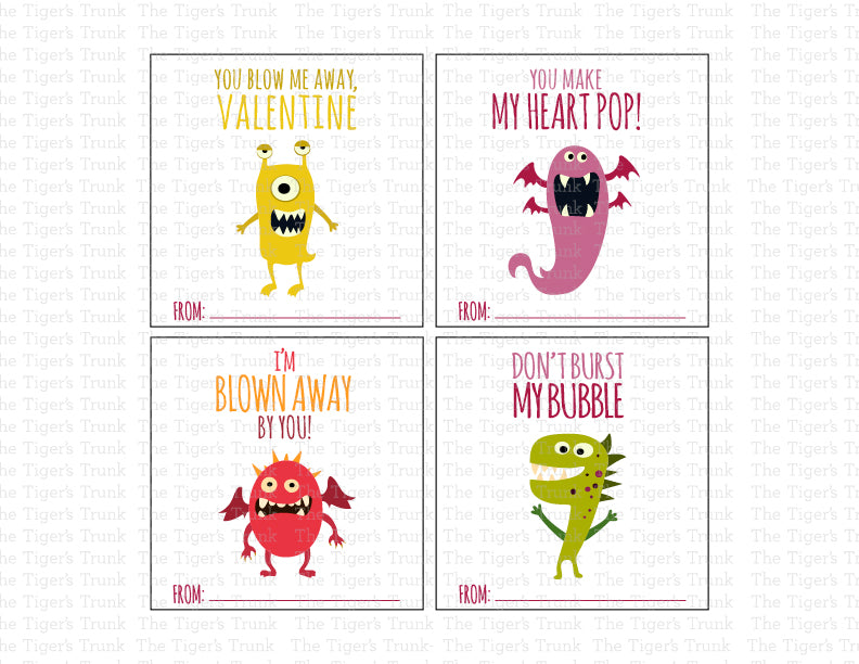Printable Valentine tags with bubble-themed puns, instant download, perfect for classroom Valentine gifts, non-candy treats, and party favors.