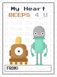 My Heart Beeps 4 U printable Valentine card