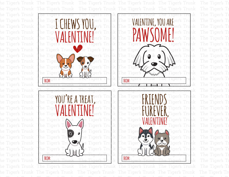 Valentines Day Cards, Puppy Dog Cards, Instant Download