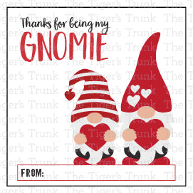 Thanks for Being My Gnomie printable Valentine tag