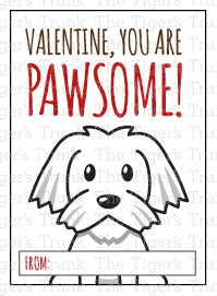 Printable puppy Valentine cards with 8 unique designs, instant download, perfect for classroom or party exchanges.