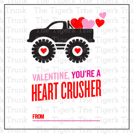 Valentine You're a Heart Crusher printable Valentine tag
