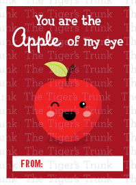 You Are the Apple of My Eye printable Valentine card