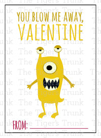 You Blow Me Away, Valentine printable Valentine card