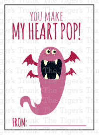 You Make My Heart Pop printable Valentine card