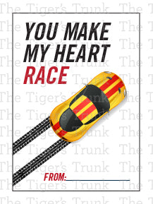 You Make My Heart Race printable Valentine card