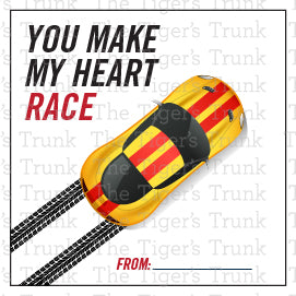 You Make My Heart Race printable Valentine tag