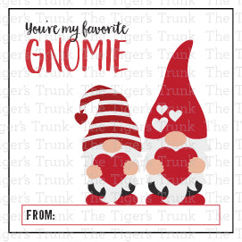 You're My Favorite Gnomie printable Valentine tag