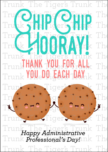 Printable Administrative Professionals Appreciation card with a cookie theme and a fun thank-you message, available as an instant digital download.