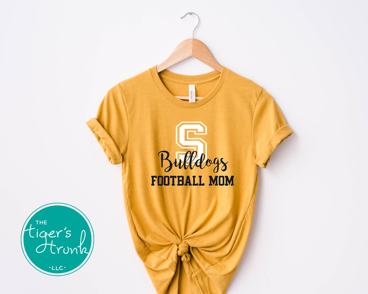 Custom Glitter Football Mom Sweatshirt With Name on Sleeve 