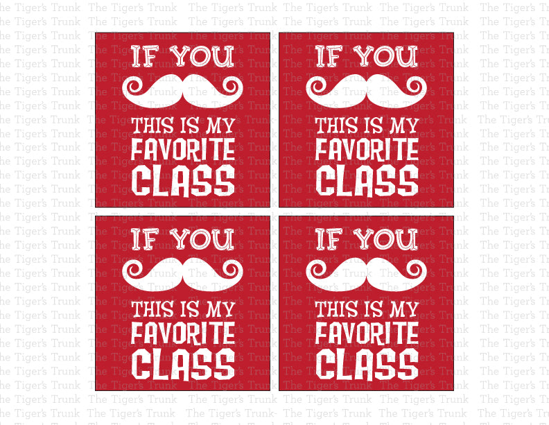 If You Mustache, This Is My Favorite Class Instant Download Printable Valentine Tags
