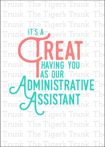Printable Administrative Assistant Appreciation card with a cheerful thank-you message, available as an instant digital download.