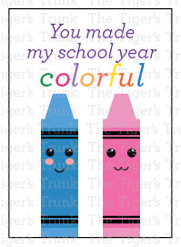 End of the School Year Card | Gift from Teacher to Students | You Made My School Year Colorful | Instant Download | Printable Card