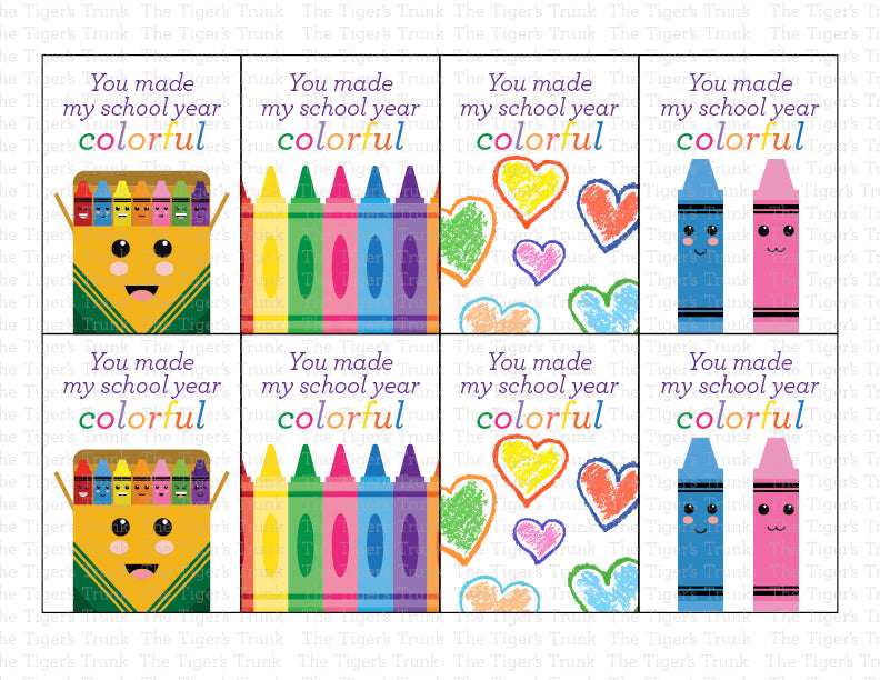 End of the School Year Card | Gift from Teacher to Students | You Made My School Year Colorful | Instant Download | Printable Card