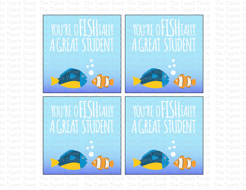 Printable teacher Valentine cards with a fish pun, instant download classroom Valentine gifts for students and school appreciation.
