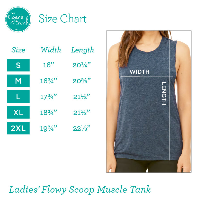 Bella+Canvas Ladies Flowy Scoop Muscle Tank Sizing Chart