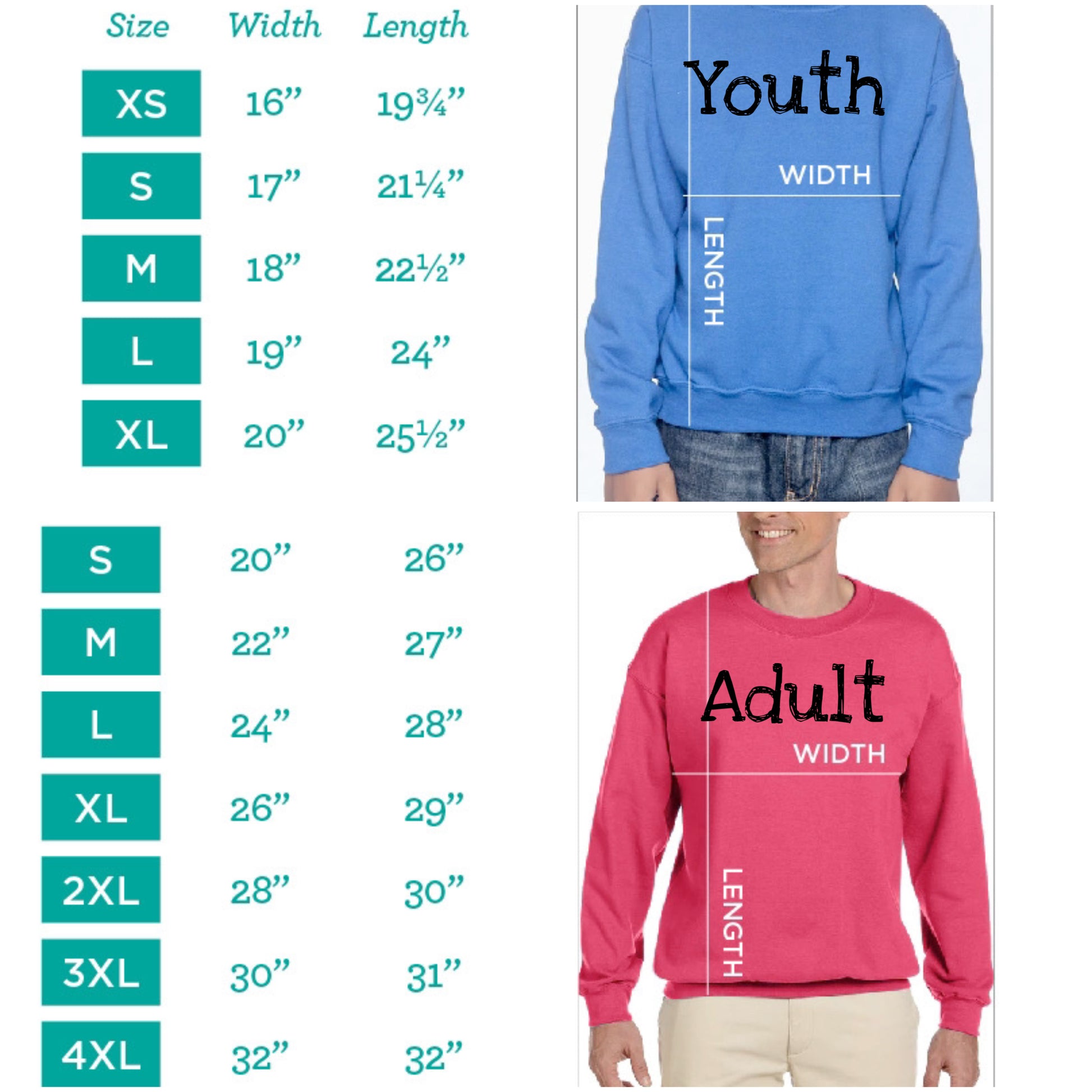 Gildan Sweatshirt Sizing Chart