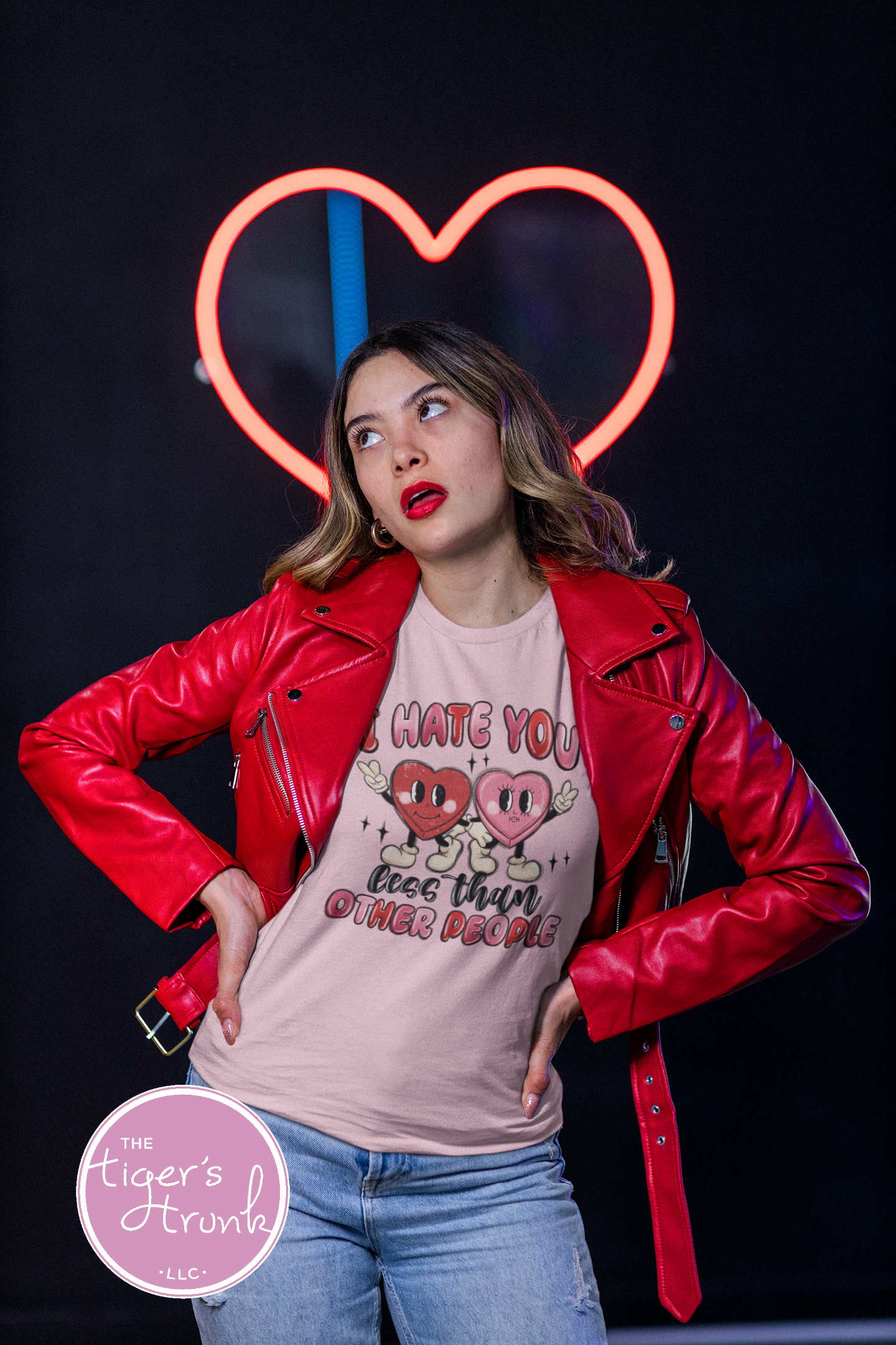 Funny Valentine’s Day shirt with the phrase "I Hate You Less Than Other People," perfect for sarcastic and humorous Valentine vibes.