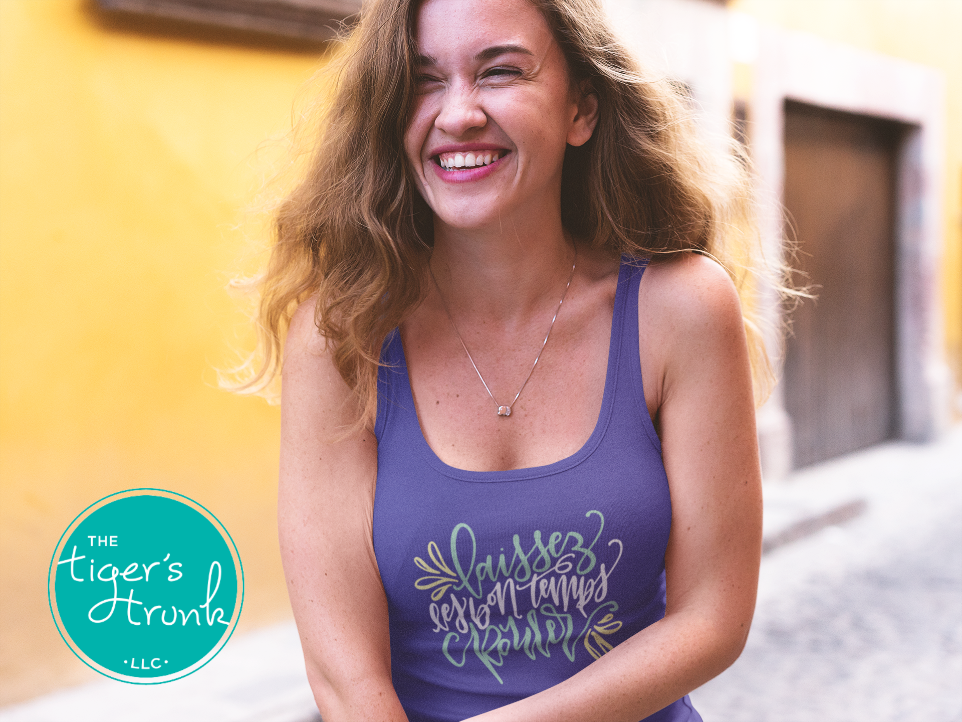 Mardi Gras racerback tank top with Laissez les Bon Temps Rouler design, perfect for parades, parties, and celebrations.