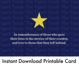 Memorial Day Card | In Rememberance | Instant Download | Printable Card