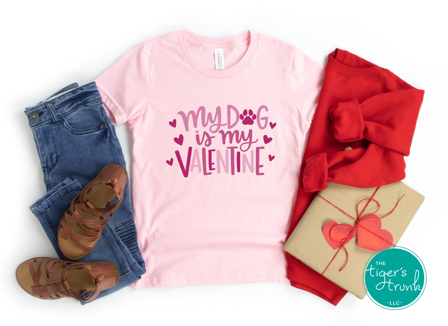 Valentine’s Day shirt reading "My Dog Is My Valentine," a perfect casual outfit for dog lovers in a unisex style.