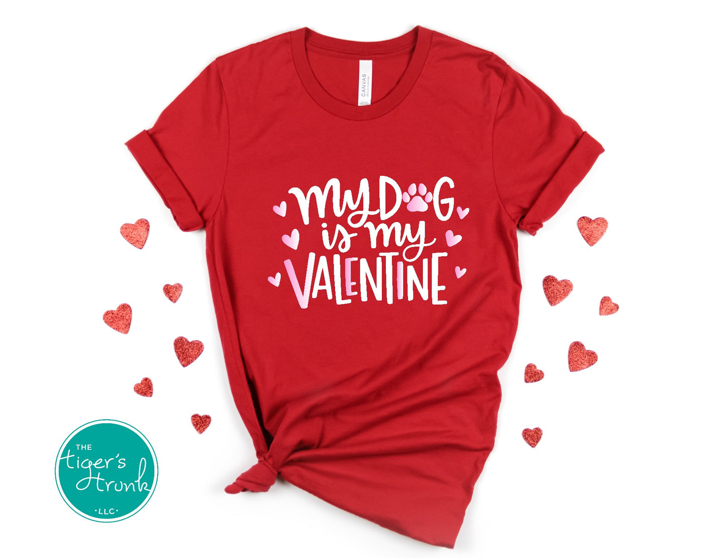 Valentine’s Day shirt reading "My Dog Is My Valentine," a perfect casual outfit for dog lovers in a unisex style.