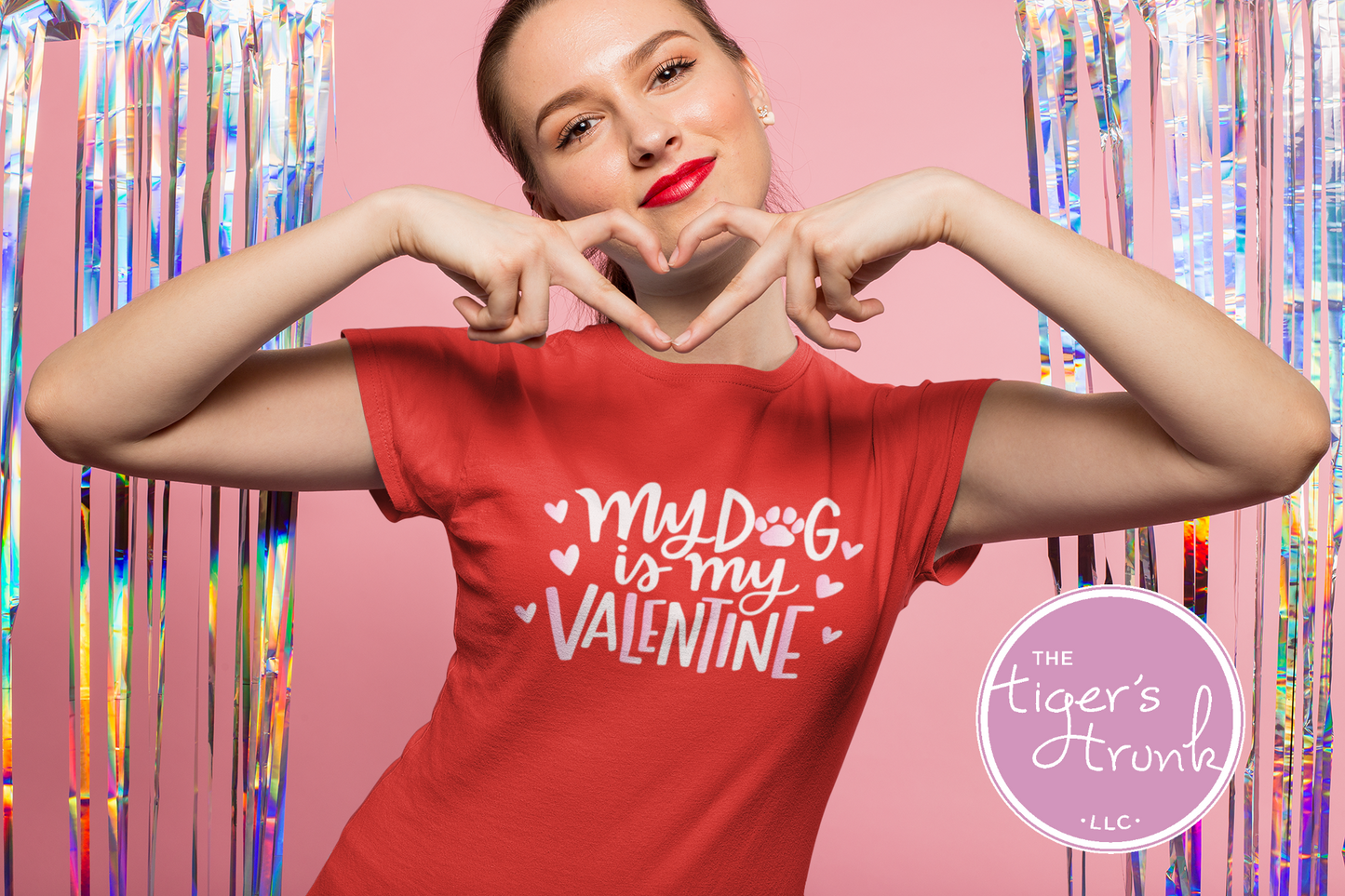 Valentine’s Day shirt reading "My Dog Is My Valentine," a perfect casual outfit for dog lovers in a unisex style.