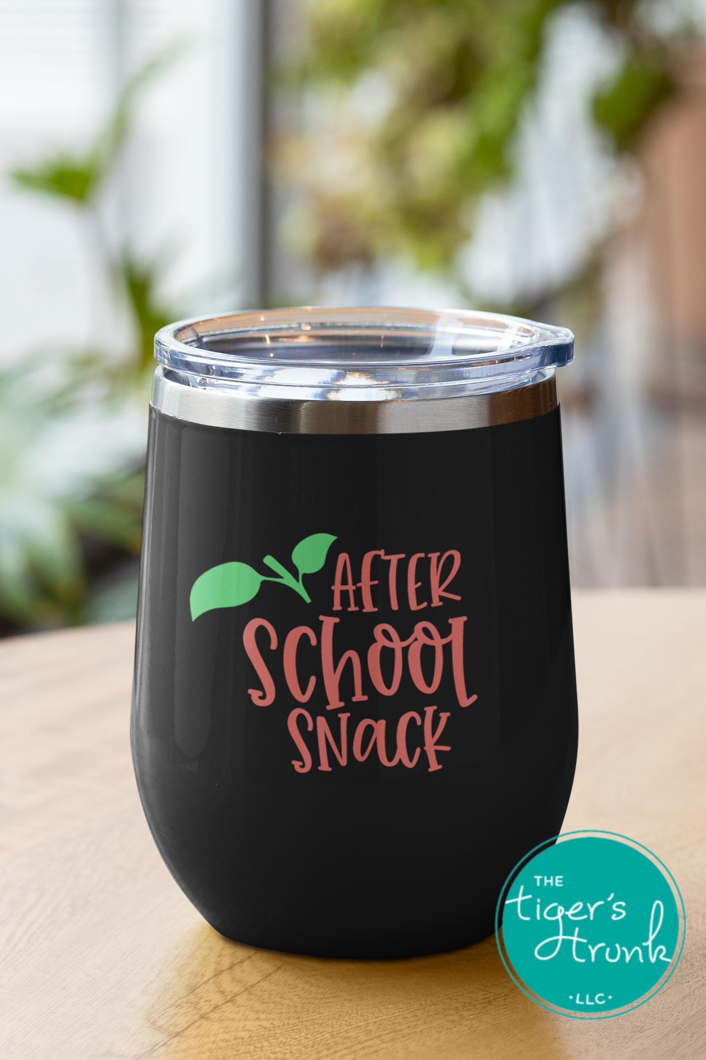 Stainless steel wine tumbler that says "After School Snack," with lid, 12 oz insulated gift for teachers and school staff