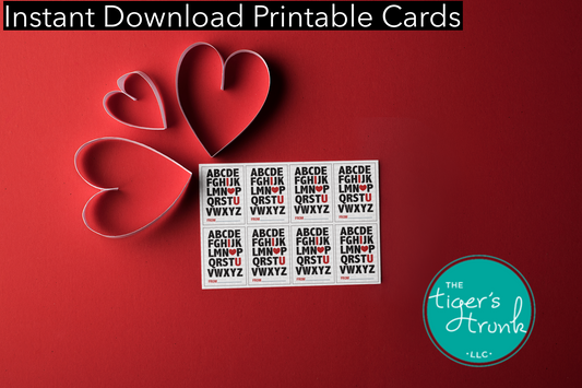 Set of printable Valentine’s Day cards for kids. Includes 8 designs per page. Instant download for easy, budget-friendly Valentine’s school handouts.