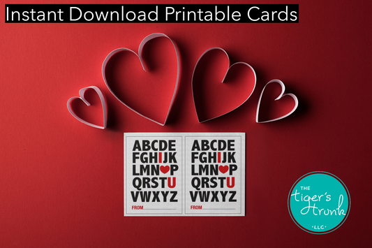 Set of larger printable Valentine’s Day cards for kids. Includes 2 fun and bold designs per page. Instant download for easy school handouts."