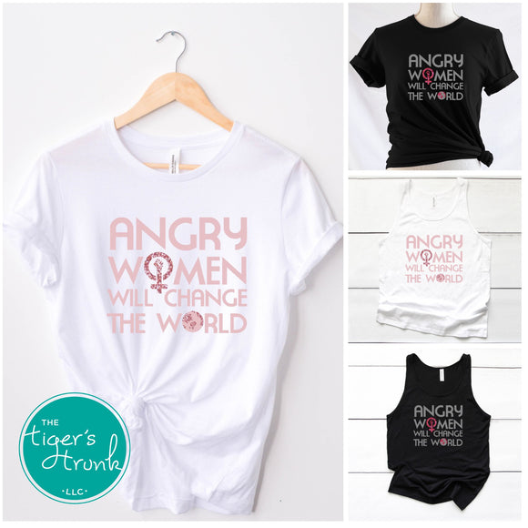 Equality Shirt | Women's Rights | Angry Women Will Change the World | Short-Sleeve Shirt | Tank Top