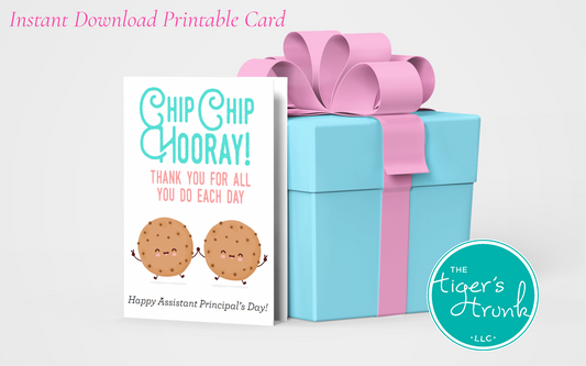 Printable Assistant Principal Appreciation card with a cookie theme and a fun thank-you message, available as an instant digital download in PDF format.