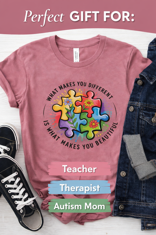 Autism awareness shirt with puzzle design and gift idea text for teacher therapist and autism mom