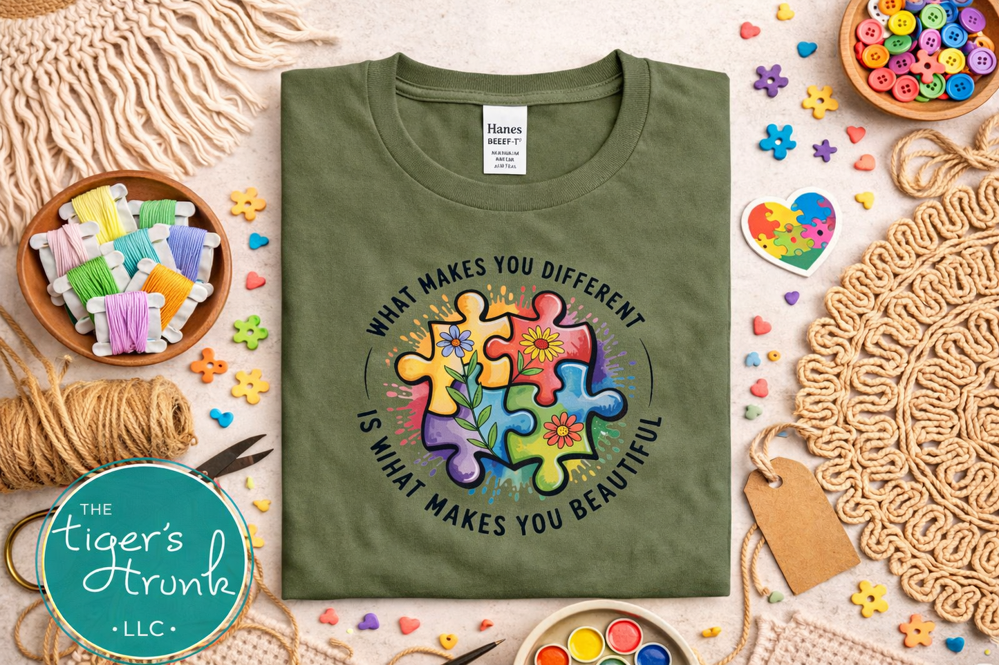 Fatigue green autism awareness shirt with puzzle design