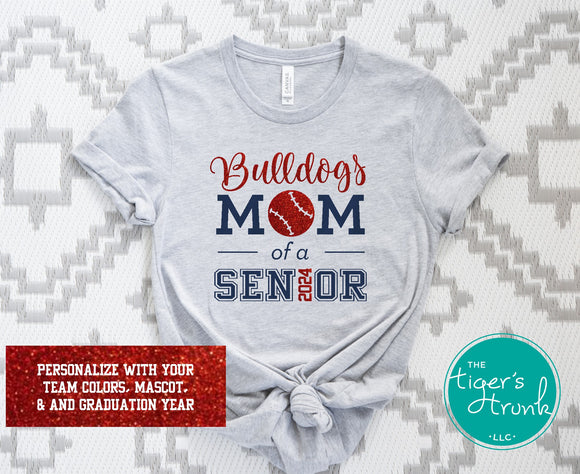 Baseball Shirt | Softball Shirt | Mascot Shirt | Mom of a Senior | Class of 2024 | Short-Sleeve Shirt