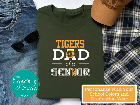 Band Shirt | Mascot Shirt | Bass Drum Shirt | Drumline Dad of a Senior | Class of 2025 | Short-Sleeve Shirt