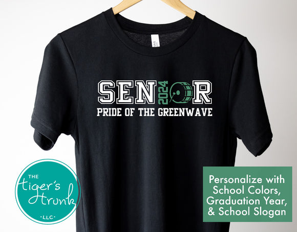 Band Shirt | Senior Shirt | Class of 2024 | Senior Drumline | Bass Drum | Short-Sleeve Shirt
